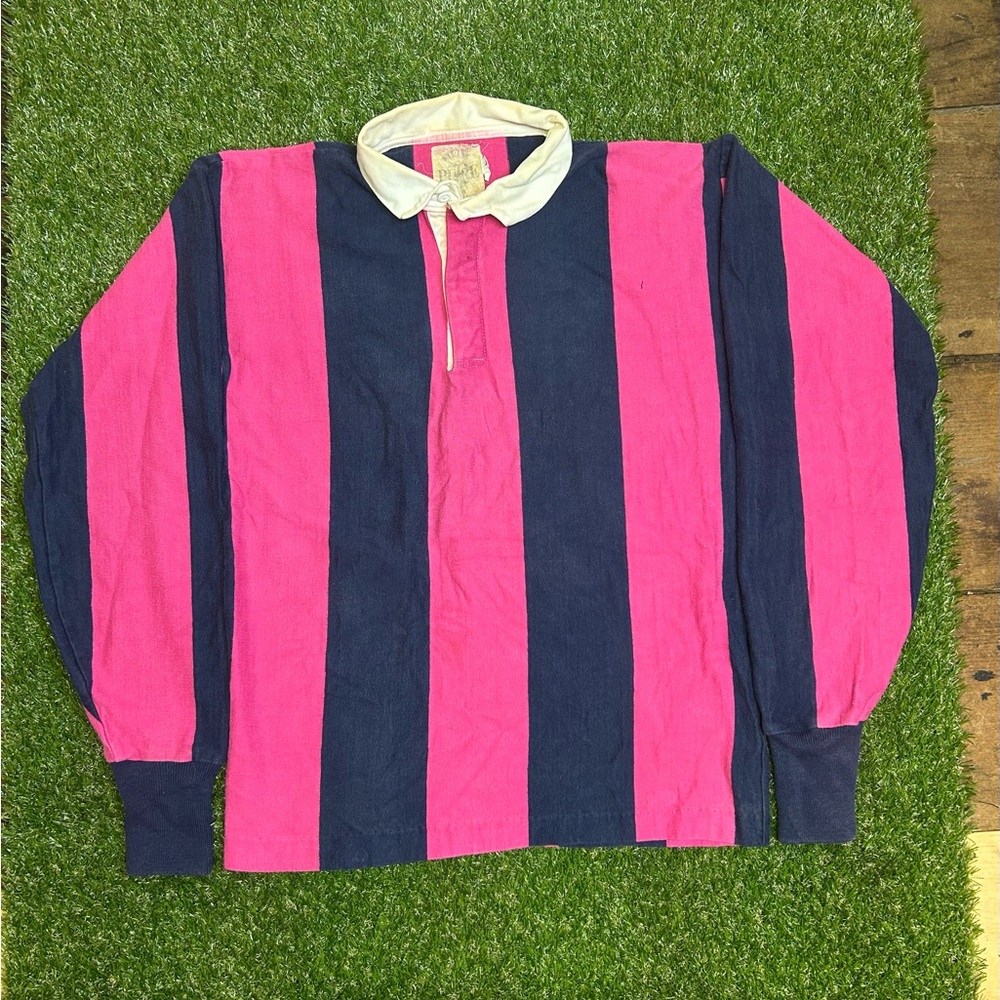 100% Pure Stuff Pink and Navy Rugby Shirt